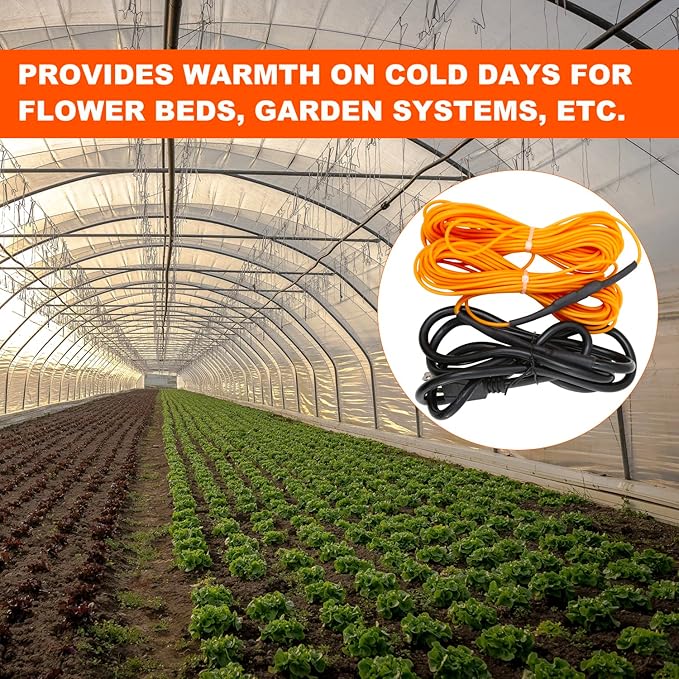 Soil Heating Cable 49 Ft Electric Soil Warming Cable Greenhouse Plant Soil Heater Cable Keep Soil Warm for Soil, Garden, Cold Frame