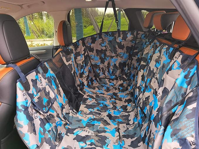 FAN WU Dog Car Seat for Back &Trunk & Passengers Seat, Dog Hammock for Rear Seat with Mesh Window,Dog Bed Nonslip Mat Waterproof Car Seat Protector for Pet with Belt for Cars Trucks Suvs (Black)