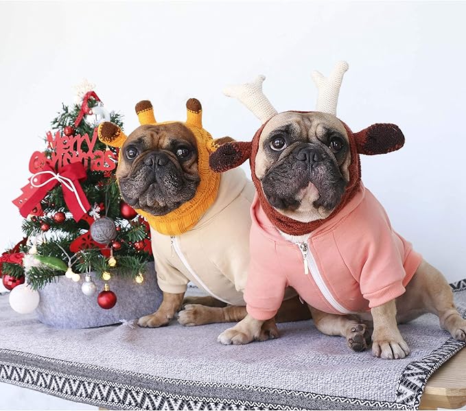 iChoue French Bulldog Frenchie Clothes Hoodies for Dogs Pug English Boston Terrier Bully Pitbull Corgi Sweatshirt Sweater Clothing - Khaki/Large Plus
