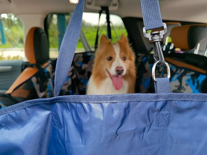 FAN WU Dog Car Seat for Back &Trunk & Passengers Seat, Dog Hammock for Rear Seat with Mesh Window,Dog Bed Nonslip Mat Waterproof Car Seat Protector for Pet with Belt for Cars Trucks Suvs (Black)