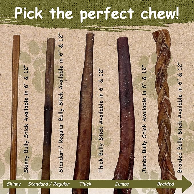Top Dog Chews - Thick 12 Inch Bully Sticks, 100% Natural Beef, Free Range, Grass Fed, High Protein, Supports Dental Health & Easily Digestible, Dog Treat, 10 Pack (10 Count 12", Odor Free Beef)