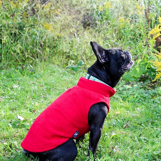 JACKO & CO - Fleece Vest Sweater with Leash Ring - Soft Lightweight Breathable for Puppies Small Medium Dogs, Kitten, Cats, Chihuahua - Warm for Fall/Autumn/Winter (Red, X-Large 17-25lbs)