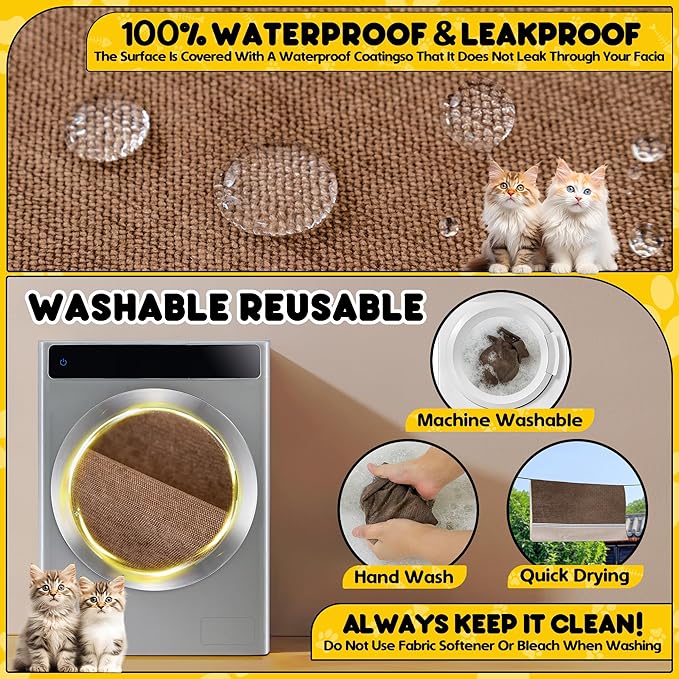 Loiion Cat Scratch Furniture Protector - Anti-Slip, Waterproof Sofa Cover to Keep Cats Off, Pet-Friendly Couch Protectors for 3 Cushion Couch, Anti-Scratch Couch Cover for Pets and Kids 150"X91"Brown