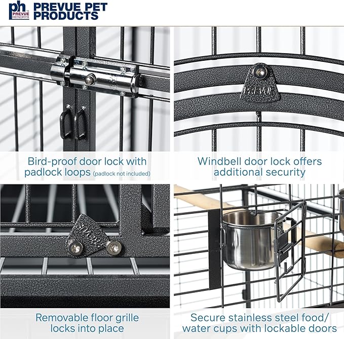 Prevue Pet Products Empire Bird Cage, X-Large, Black Hammertone,46" L x 36" W x 78 1/4" H