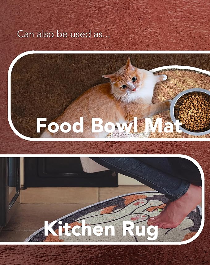 Lukamoo® Cute Cat Litter Mat (30’’x20’’), Large/L, for Kitty Litter & Cute Cat Litter Box, Litter Trapping Mat (Tuxedo)