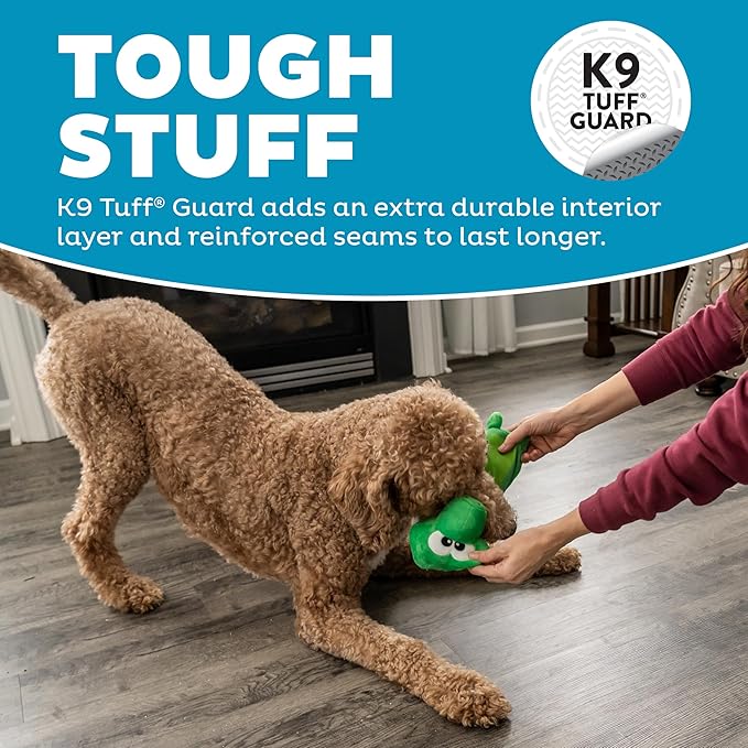 Outward Hound Bottle Bros Alligator Dog Toy, 12 Inch Plush Squeaky & Crackle Toy for Dogs, Interactive Fetch & Engaging Solo Play, Medium, Green