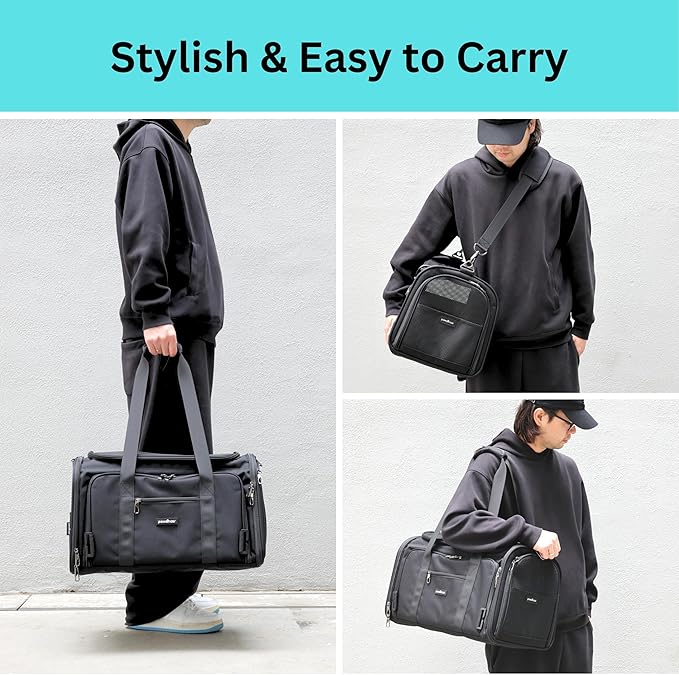 Crash-Tested Dog Carrier & Small Dog Car Seat (Test with FMVSS 213b - 5 Star Safety Rated) | Expandable, Zipper Locks, Fan Pocket | Extra Safe Cat Carrier Soft & Pet Travel Bag for Puppy Under 13lbs