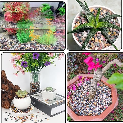 7lb Aquarium Gravel for Plants, 1/4Inch Fish Tank Gravel for Succulent Cactus and Bonsai, Decorative River Rocks Pebbles for Gardening, Flower Pots, Landscaping,Terrarium
