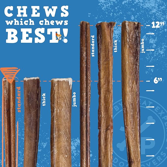 Jack&Pup 6 Inch Bully Sticks for Medium Dogs (25 Pack) Dog Chews Long Lasting, Single Ingredient 100% Beef Bully Sticks for Dogs