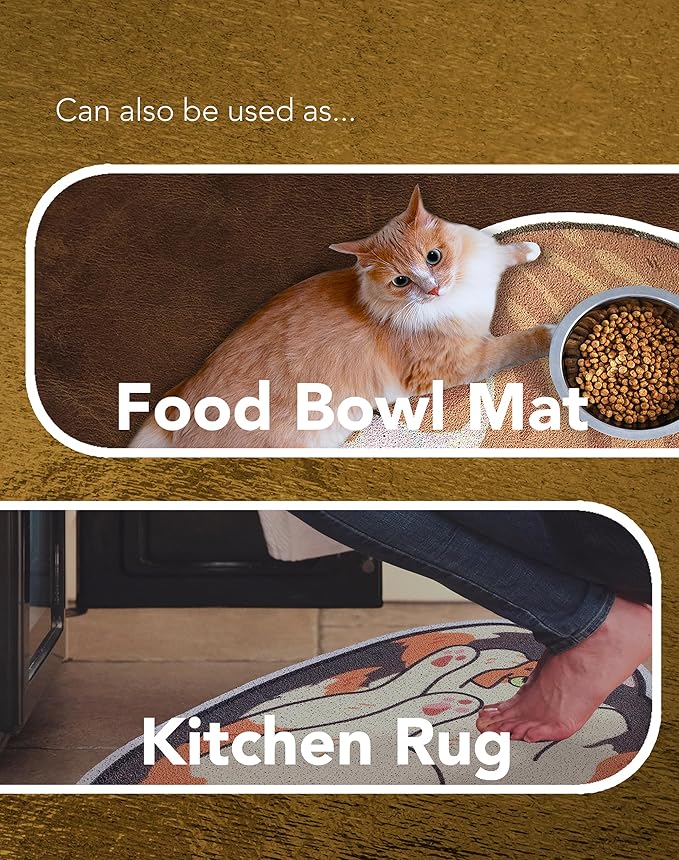 Lukamoo® Cute Cat Litter Mat (30’’x20’’), Large/L, for Kitty Litter & Cute Cat Litter Box, Litter Trapping Mat (Grey Tabby)