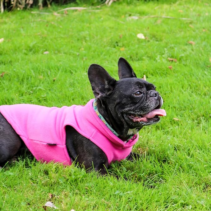 JACKO & CO - Fleece Vest Sweater with Leash Ring - Soft Lightweight Breathable for Puppies Small Medium Dogs, Kitten, Cats, Chihuahua - Warm for Fall/Autumn/Winter (Pink, XX-Large 25-35lbs)