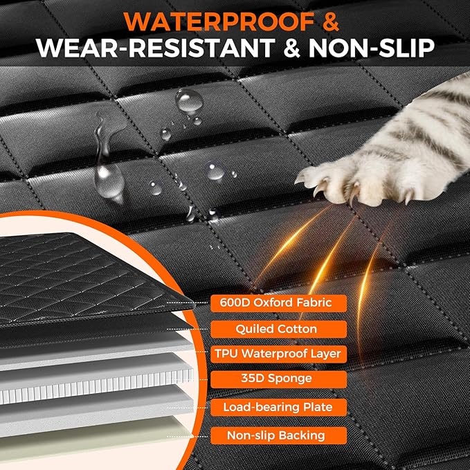 Hard Bottom Hold 500lbs Dog Car Seat Cover for Back Seat, 7 Layer Material Sturdy Waterproof Back Seat Extender for Dogs Increase Space 50%, Thickened Comfortable Dog Car Seat Cover for Car SUV
