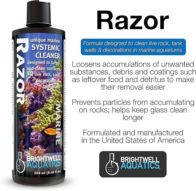 Brightwell Aquatics Razor Marine - Unique Systemic Cleaner for Marine Aquariums, 20 Liter