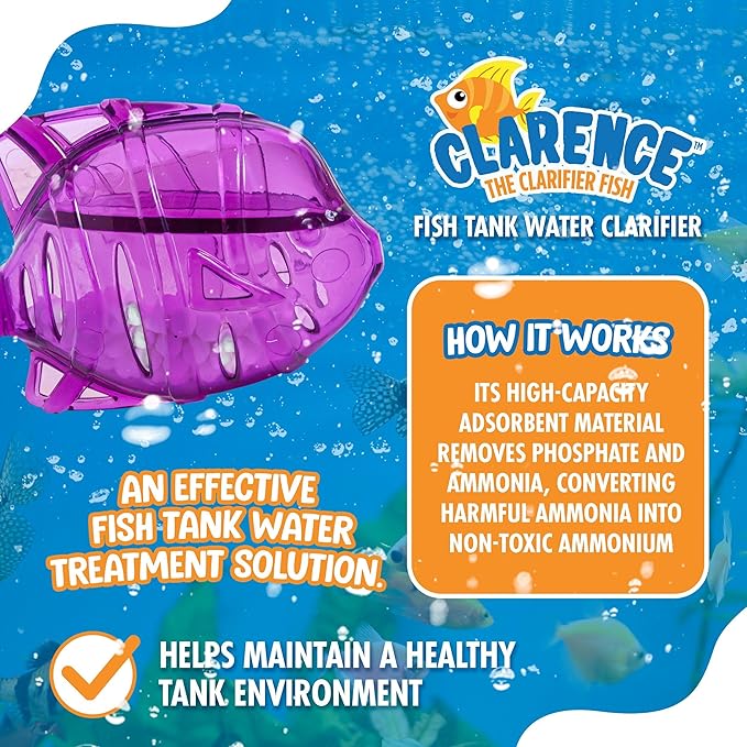 Aquarium Water Clarifier | Clear Cloudy Fish Tank Water Treatment, Safe for Freshwater & Saltwater Fish and Plants - Purple, 1 Pack