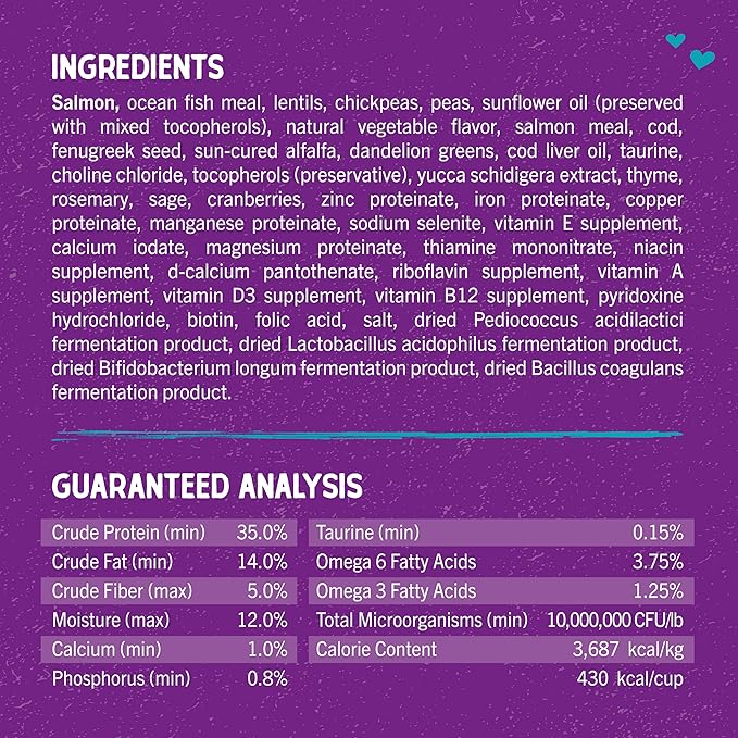 Stella & Chewy's Raw Coated Cat Food - High Protein, Grain-Free Kibble with Wild-Caught Salmon - Premium Digestive Support with Probiotics - Natural Small Kibble - Perfect For Picky Eaters - 5 lb Bag