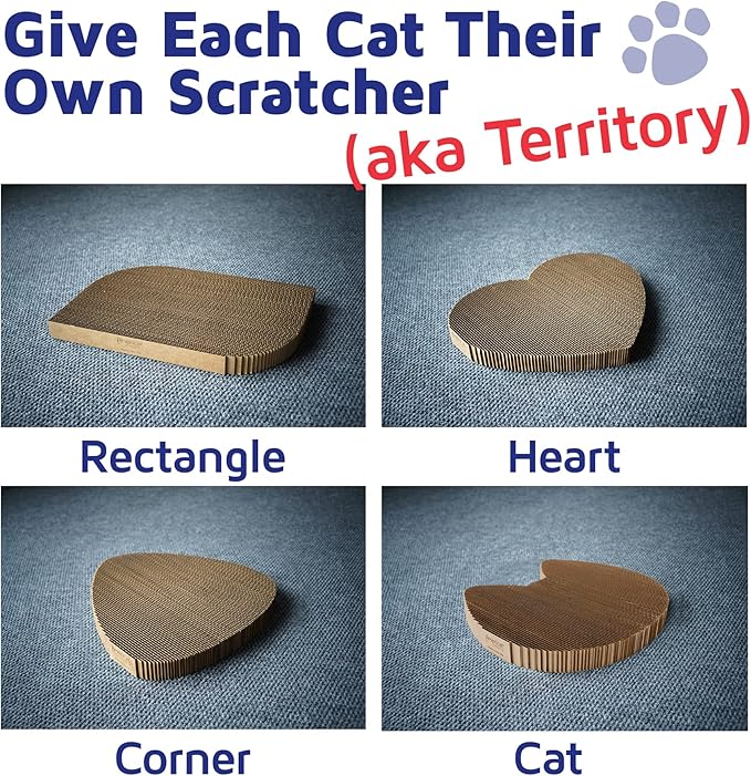 Cat Scratcher by Americat – Made in USA Cardboard Scratching Pad & Lounger – X Large, 2-Sided, Heavy, No-Shedding, Long-Lasting (Heart)