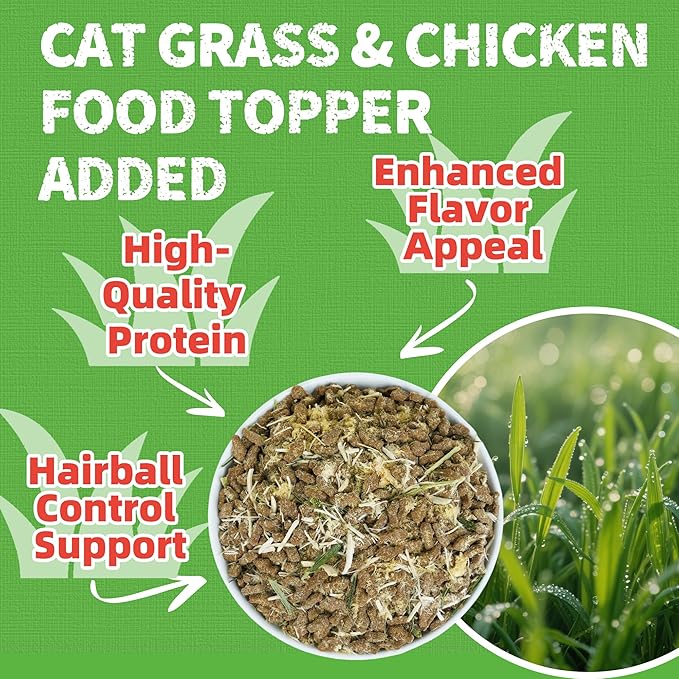 Just Try 16 OZ Cat Grass Jerky Treats for Indoor Cats Natural Chicken Healthy Cat Snacks Training Biscuits Hairball Control & Digestive Aid for Cats
