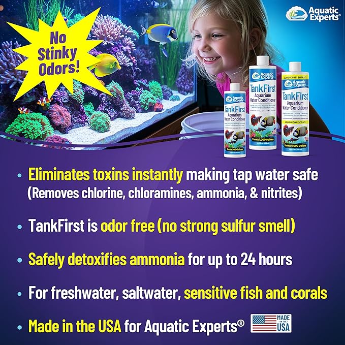 TankFirst Complete Aquarium Water Conditioner - Fish Water Conditioner, Instantly Removes Chlorine, Chloramines, and detoxifies Ammonia from Fish Tank (TankFirst Concentrate, 1 L)