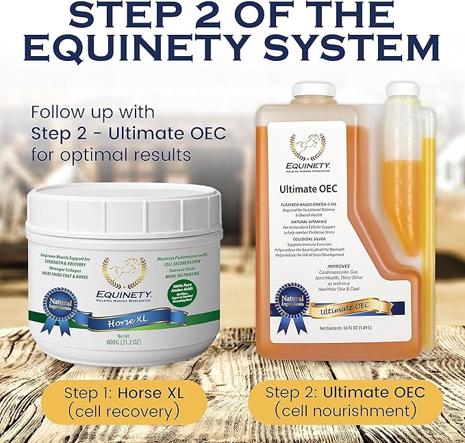 Ultimate OEC – Horse Supplements & Hoof Supplements for Horses - Omega 3 with Flax Seed, Horse Oil, Vitamin E for Horses & Coat Defense - Vet-Approved Joint Supplement & Hoof Oil