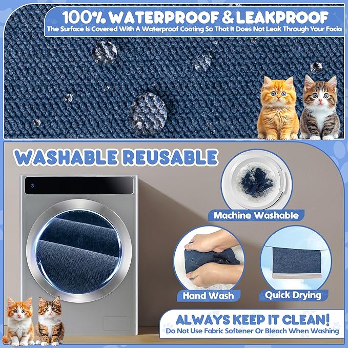 Cat Scratch Furniture Protector - Anti-Slip, Waterproof Sofa Cover to Keep Cats Off, Pet-Friendly Couch Protectors for 3 Cushion Couch, Anti-Scratch Couch Cover for Pets and Kids 118"X91"Navy Blue