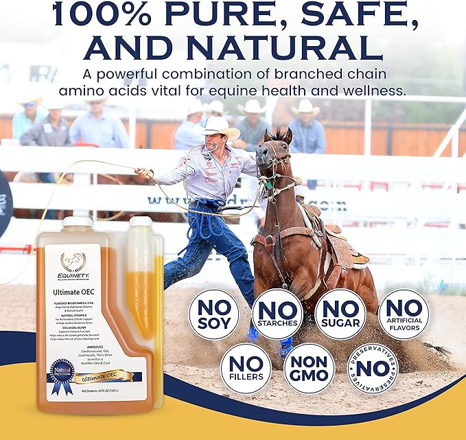 Ultimate OEC – Horse Supplements & Hoof Supplements for Horses - Omega 3 with Flax Seed, Horse Oil, Vitamin E for Horses & Coat Defense - Vet-Approved Joint Supplement & Hoof Oil