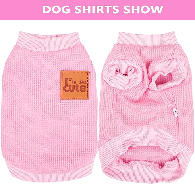 2 Pack Dog Shirt Vest Dog Clothes for Small Dogs Summer Waffle Puppy T-Shirts Soft Sleeveless Pet Clothes Lightweight Medium Large Doggy Outfit Cat Clothing (Pink+Beige, XX-Large)