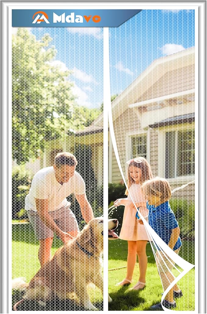 Magnetic Screen Door, Heavy Duty Door Screen Magnetic Closure Keep Bugs Out,Pet & Kid Friendly,Hands Free Door Screen Fit Door Size 32 x 80 Inches White