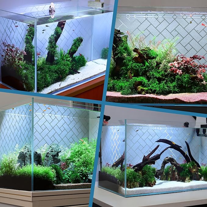 Aquarium Background Paper Decor Fish Tank Backdrop Wallpaper Electrostatic Adhesive, No Glue, Easy to Install, Reusable (19.7”H×59.1" L, Grid Transparent)