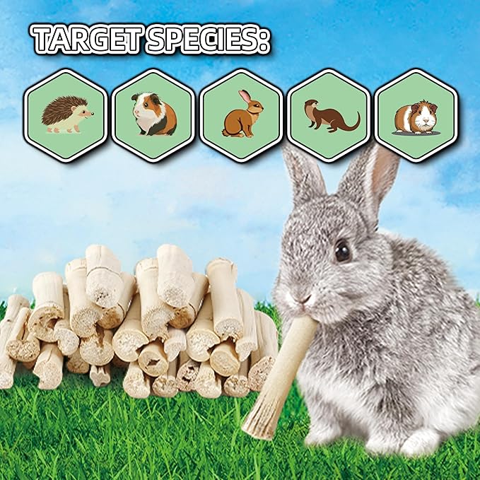 HIIMALEX Bunny Snacks 300g/10oz. Sweet Bamboo Molar Chew Treat Sticks for Rabbits Guinea Pigs Hamsters Small Animal