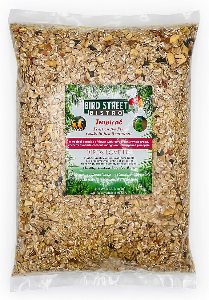 Parrot Food - Parakeet & Cockatiel Food - Cooks in 3-15 min with Natural & Organic Grains, Legumes, Non-GMO Fruits & Health-Oriented Spices