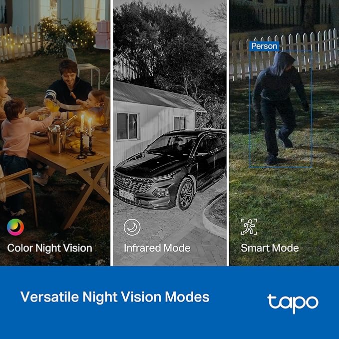 Tapo 2K 3MP Pan/Tilt Indoor/Outdoor Security Camera - Free Person/Baby Cry Detect & Motion Track, 360ยฐ Pan, Color Night Vision, SD/Cloud Storage, Works w/Alexa & Google Home, HybridCam 360 (2-Pack)