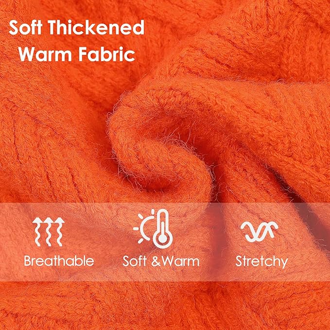 AOFITEE Dog Sweater, Dog Sweaters for Medium Dogs Girl, Warm Halloween Dogs Sweater, Winter Medium Pet Sweaters Female Male, Classic Turtleneck Knitwear for French Bulldog, Boston Terrier (Orange M)