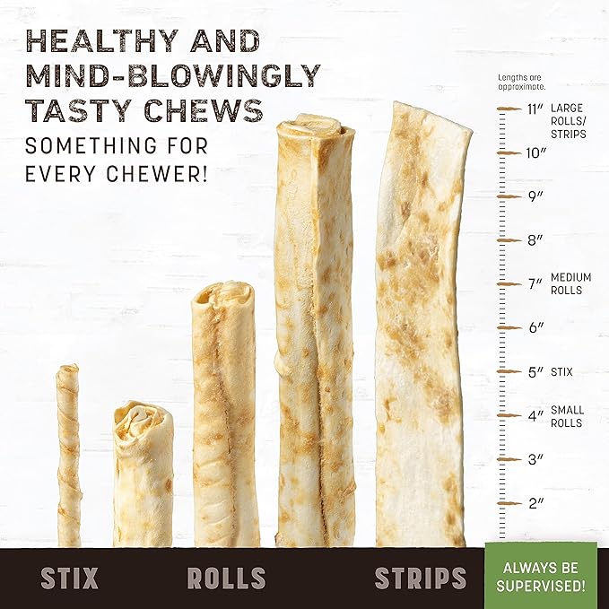 Earth Animal No Hide Strips Pork Flavored Natural Treats | No Rawhide | Quick & Thin Dog Chews - 4 Count