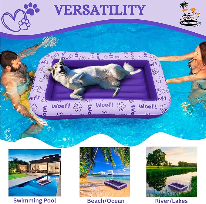 Schwimmer Dog Pool Float โ Premium Pool Float for Large Dogs up to 220lbs โ Durable & Inflatable Dog Raft for Pool, Lake & Beach โ Comfortable & Safe Floating Mat for Summer Fun - Dog Floatie