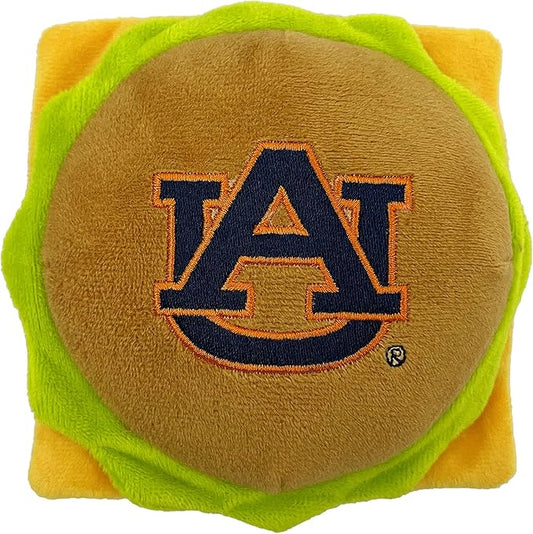 NCAA Auburn Tigers Cheeseburger Plush Dog & CAT Squeak Toy- Cutest Stadium Hamburger Snack Plush Toy for Dogs & Cats with Inner Squeaker & Beautiful Football/Basketball Team Name/Logo