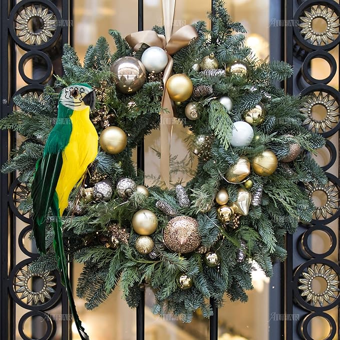 AUEAR, 9.8 Inch Green Artificial Birds Realistic Parrot Decor Model for Decoration Craft