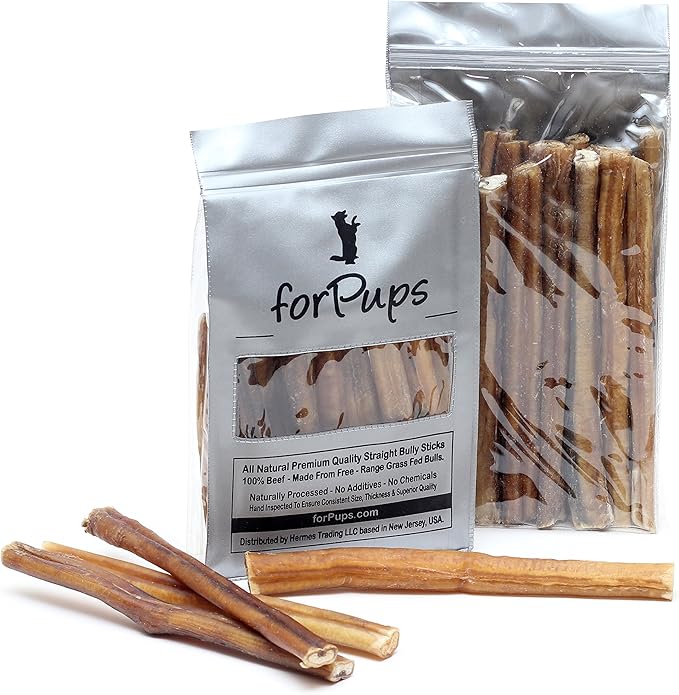 Thick 1 Pound of (6β) Bully Sticks for Large & Medium Dogs, for Aggressive Chewers (16 oz) Natural & Fully Organic, 100% Beef Pizzle Dog Chew, Fully Digestible Dental Treats (6 inch, 1 lb)