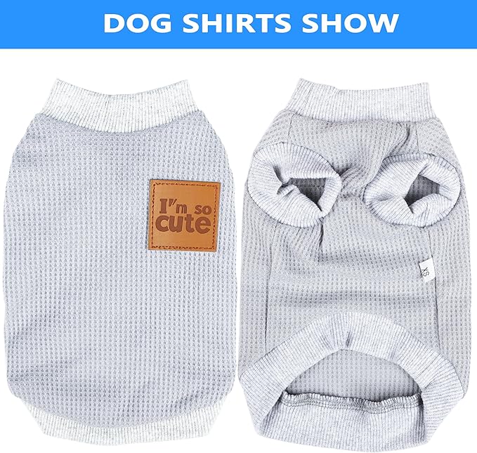 2 Pack Dog Shirt Vest Dog Clothes for Small Dogs Summer Waffle Puppy T-Shirts Soft Sleeveless Pet Clothes Lightweight Medium Large Doggy Outfit Cat Clothing (Blue+Grey, X-Small)