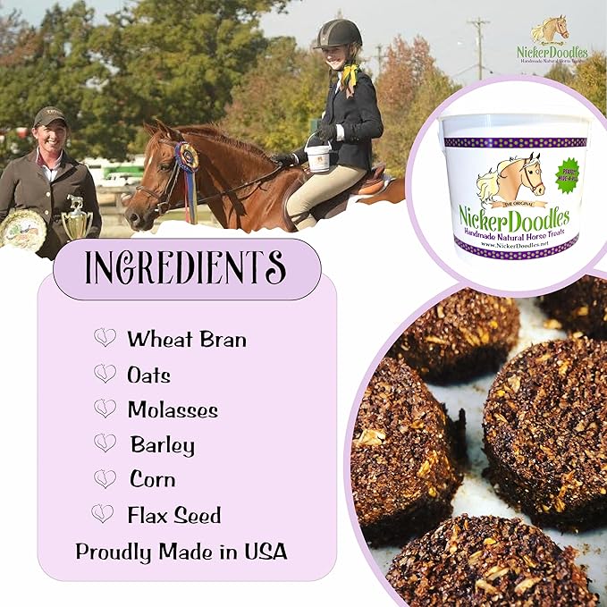 Horse Treats - 2 lb Pail - Effortlessly Give Medications with Our Soft Baked Treats - Training Treats are The Perfect Motivator - No Additives or Preservatives