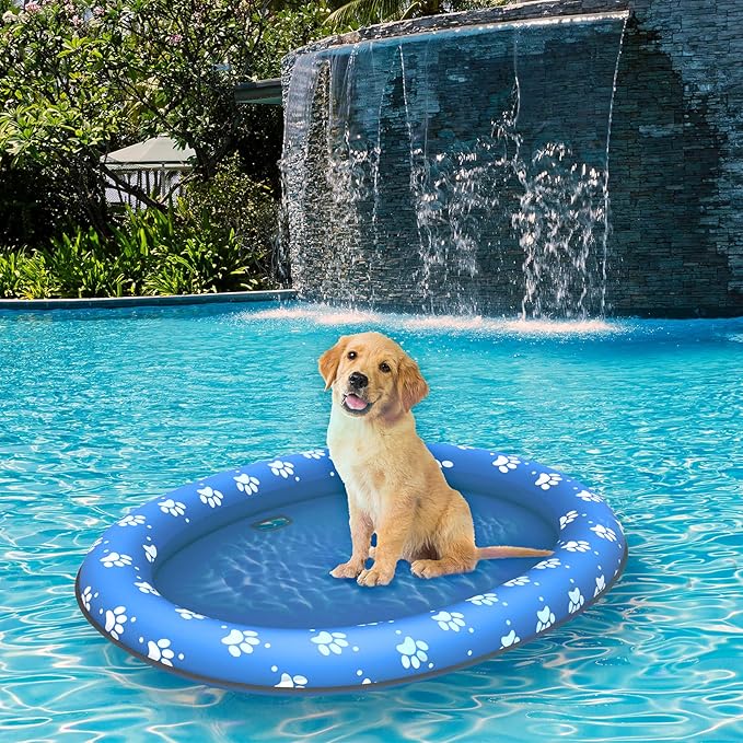Pet Soft Dog Float Raft - Inflatable Dog Swimming Float for Summer (Paws)