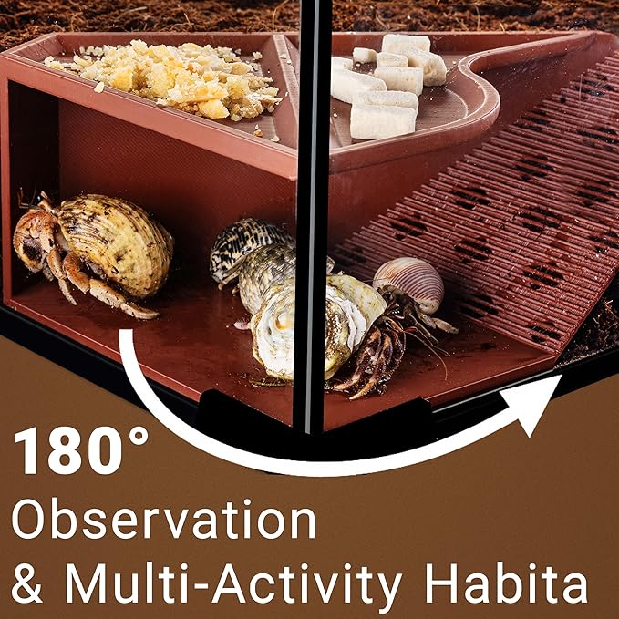 Hermit Crab Cave Hideout with Climbing Tunnel, Hermit Crab Tank Accessories & Climbing Toys, Habitat Decor for Pet Crab (for Crabs up to 2.4in Tall)
