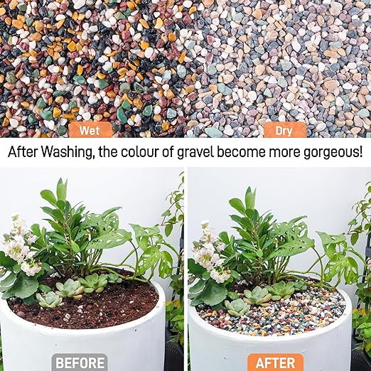 7lb Aquarium Gravel for Plants, 1/4Inch Fish Tank Gravel for Succulent Cactus and Bonsai, Decorative River Rocks Pebbles for Gardening, Flower Pots, Landscaping,Terrarium