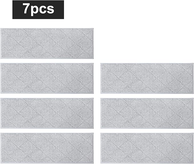COSY HOMEER Edging Stair Treads Non-Slip Carpet Mat 28inX9in Indoor Stair Runners for Wooden Steps, Edging Stair Rugs for Kids and Dogs, 100% Polyester TPE Backing (7pc, Grey)