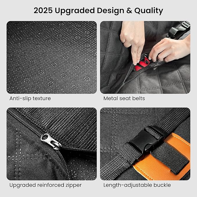 REEVAA Dog Truck Seat Cover for Back Seat, Hard Bottom Dog Hammock for Car, Pet Bed Extender for 2-4 Large Dogs, Waterproof Seat Protector, Universal XL Size Fits for Crew Cab Truck/SUV, Black