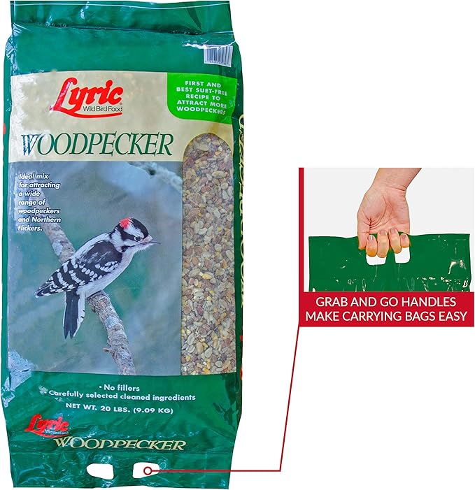Lyric Woodpecker Wild Bird Seed, No Waste Bird Seed with Nuts, Dried Fruit & Shelled Seeds - 20 lb. Bag