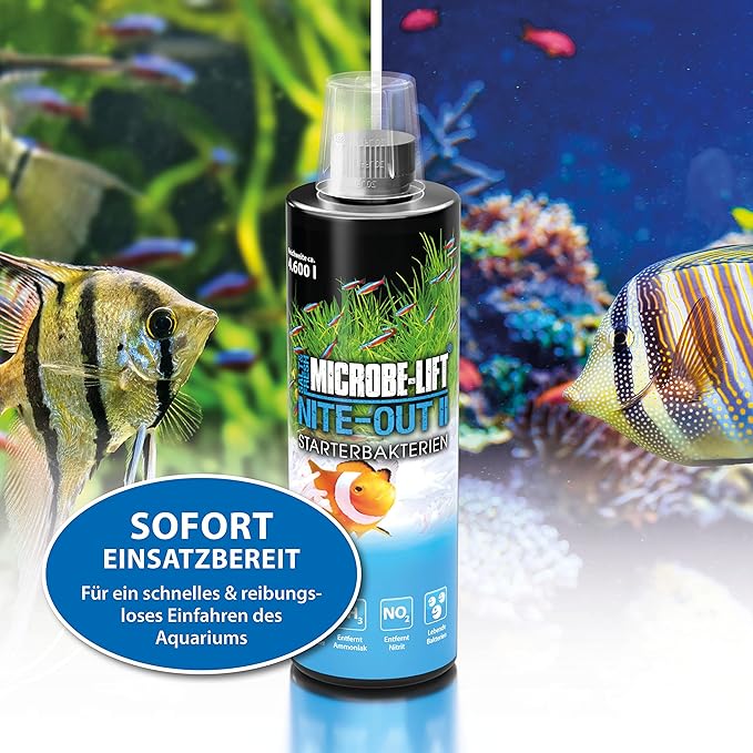 MICROBE-LIFT NITEH64 Nite-Out II Aquarium and Fish Tank Cleaner for Rapid Ammonia and Nitrite Reduction, Freshwater and Saltwater, 64 Ounces