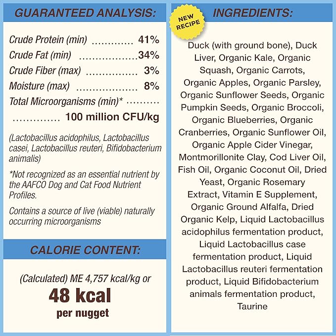 Primal Freeze Dried Raw Dog Food Nuggets, Duck, Complete & Balanced Meal, Also Use as Topper or Treat, Premium, Healthy, Grain Free, High Protein Raw Dog Food, 14 oz