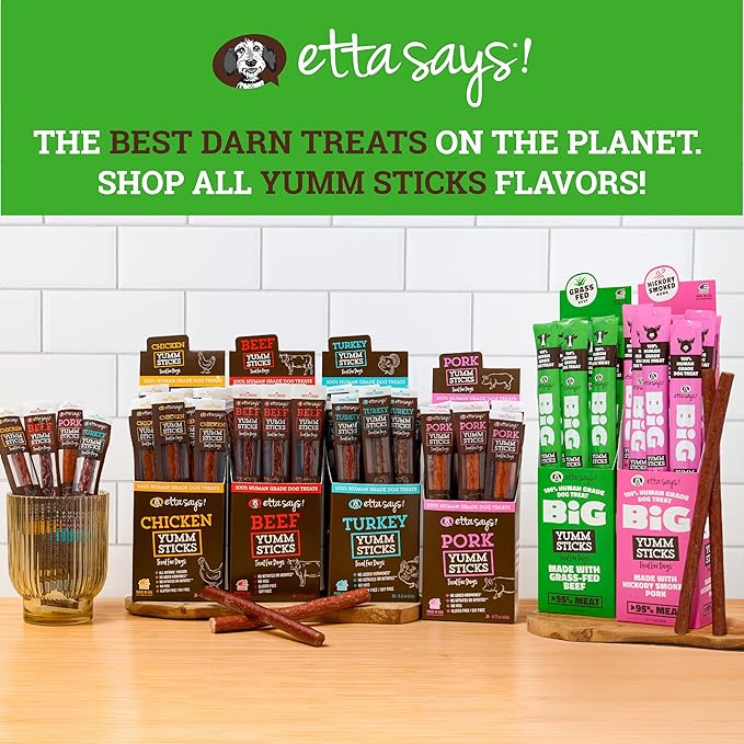 etta says! Big Yumm Sticks - Real Meat Beef Dog Jerky Treats - Human Grade - Made in The USA (12 Count Pack of 1)