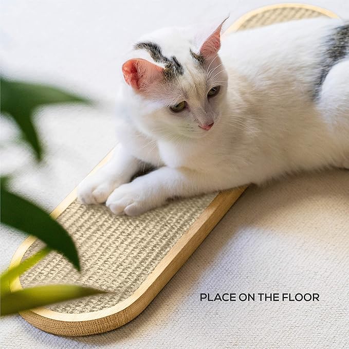 7 Ruby Road Wall Mounted Cat Scratcher - Indoor Vertical Scratching Board for Cats - Scratch Pad Post - Wall Furniture (Cream)