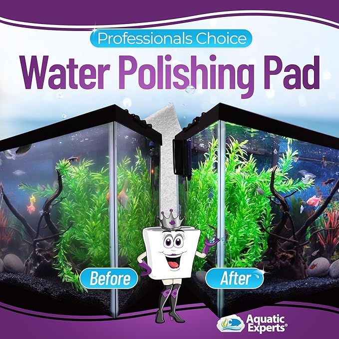 Aquatic Experts Aquarium Polishing Filter Pad, Water Polishing Pad for Aquarium Filters, Filter Floss for Fish Tank Filters, (50 Micron, 24" x 36" - 1 Pack)